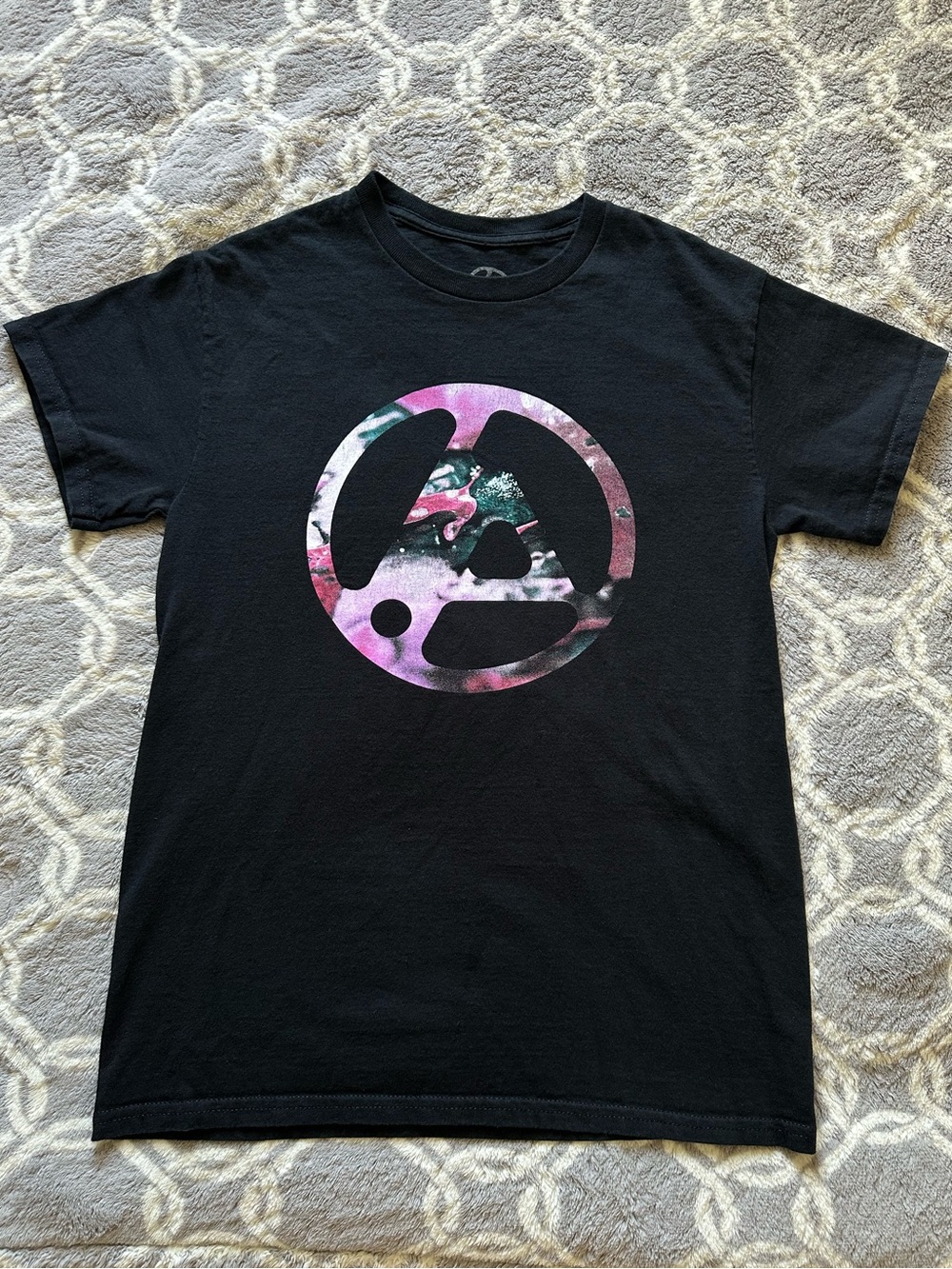 Linkin Park World Tour From Zero Black Graphic Tee with Pink & Green Logo Small